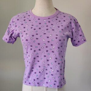 Vintage 90s HONORS Brand Celestial Purple Star Allover Printed Tee. GIRLS LG.